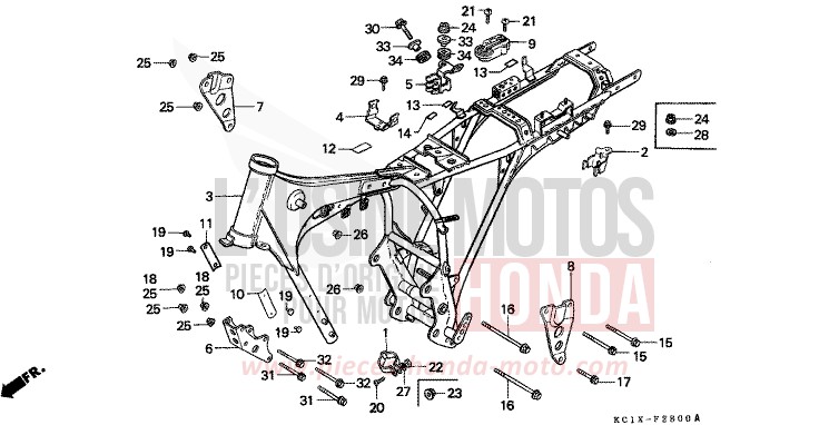RAHMENKOERPER von CB1300 Super Bold'or ABS SCHWARZ (NH1) von 1982